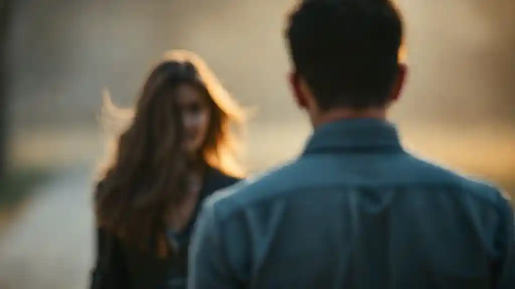 Symbolic image of an ex realizing she is no longer the priority when he moves on.