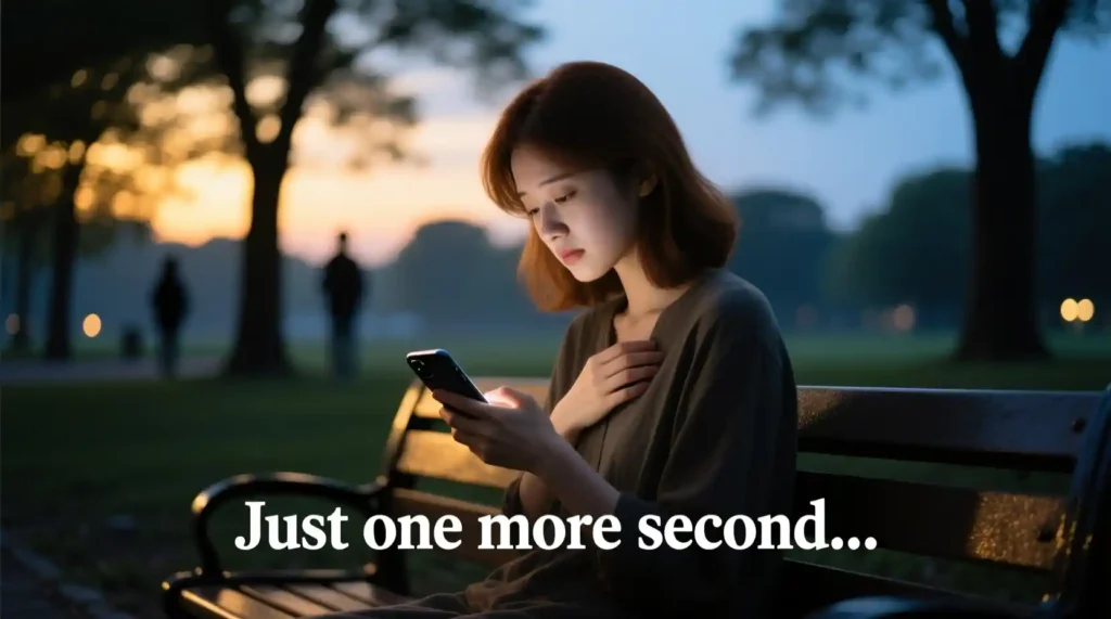 “Person reflecting sadly while holding a phone before sending a breakup message”